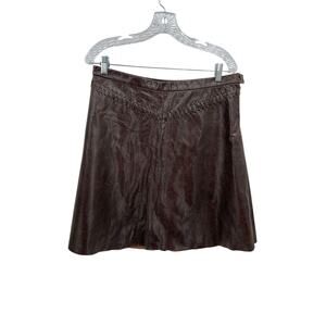 Vintage Daryl K 189 Leather Skirt Brown Lacing Size 8